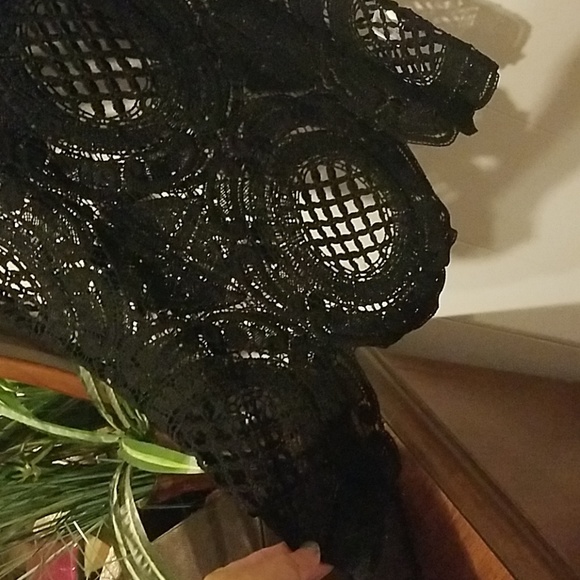 Bar III Black Crocheted Scalloped Blouse Small - Picture 3 of 4